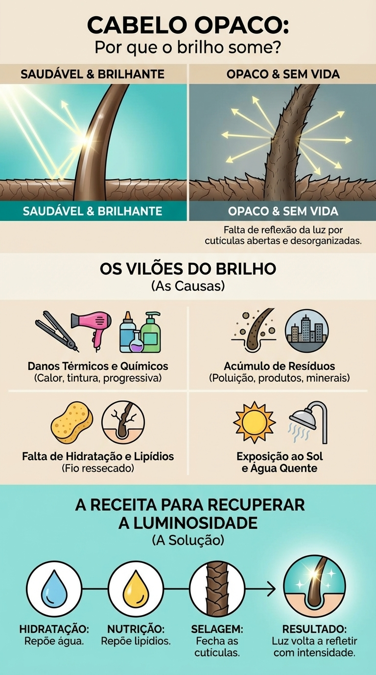 cabelo opaco por que o brilho some